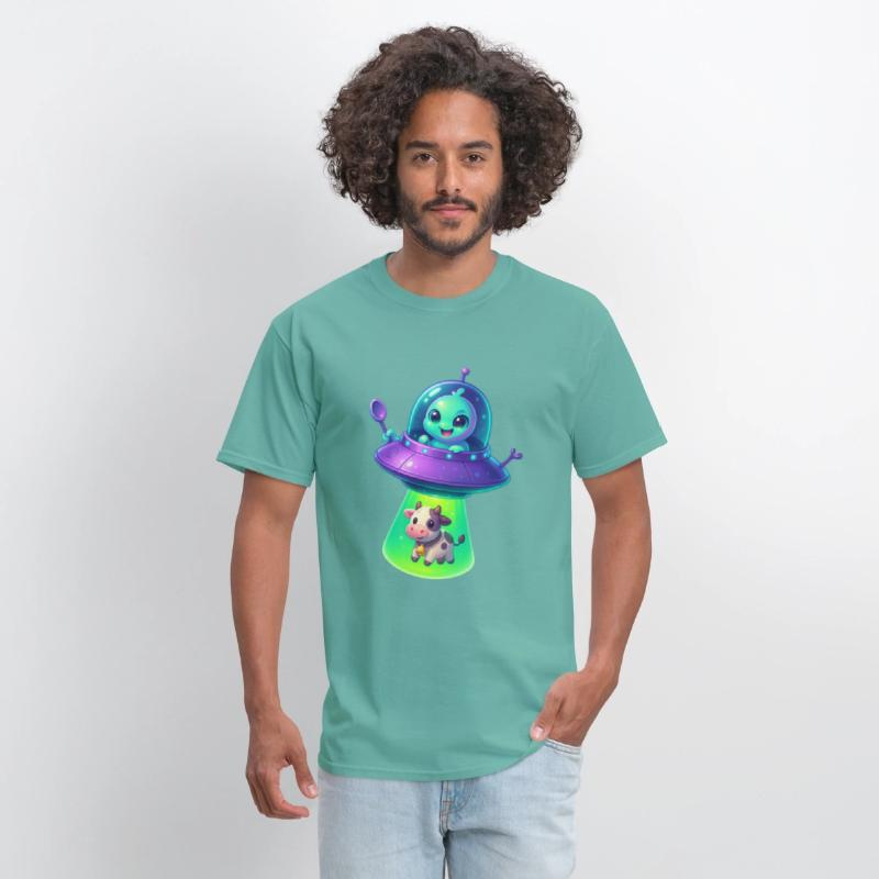 Adorable Alien Abduction Cartoon – Cute UFO & Cow