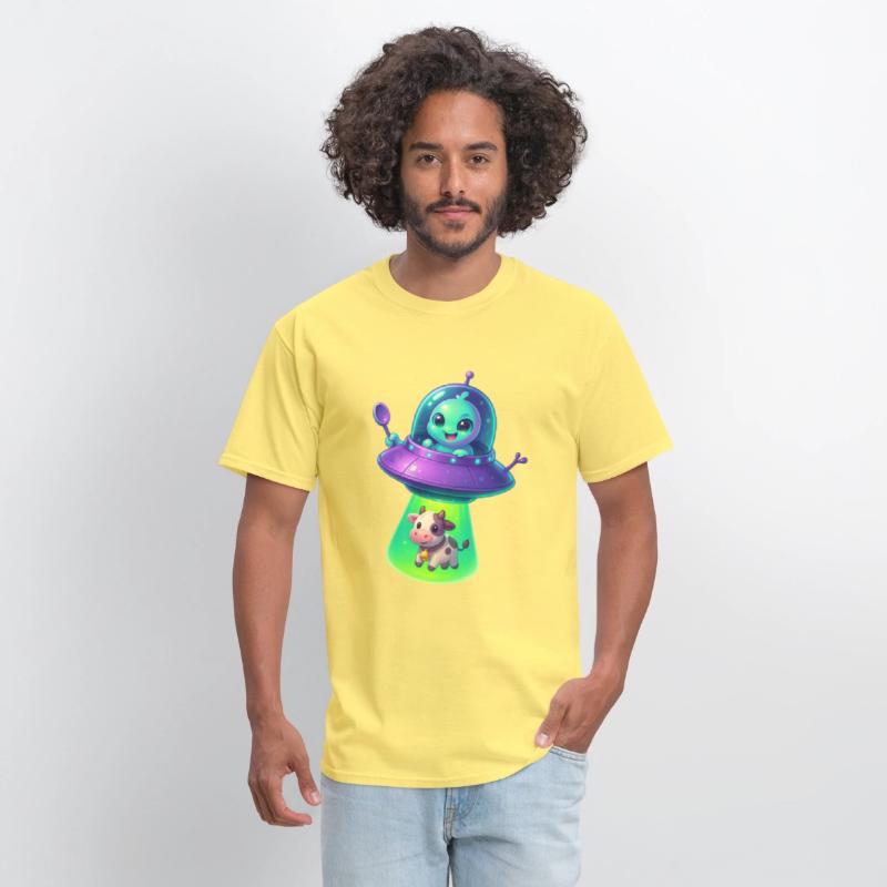 Adorable Alien Abduction Cartoon – Cute UFO & Cow