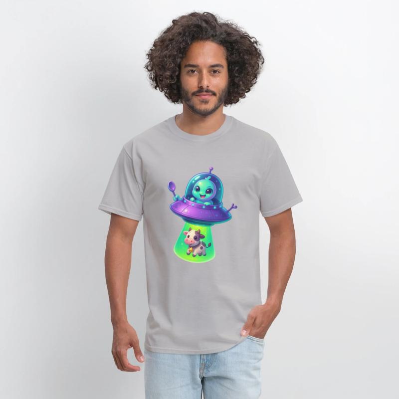Adorable Alien Abduction Cartoon – Cute UFO & Cow