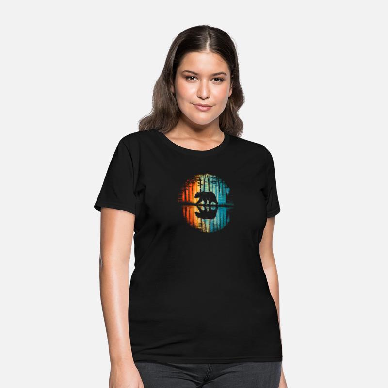 Adventure Nature Animal Bear Forest Trees Reflecti