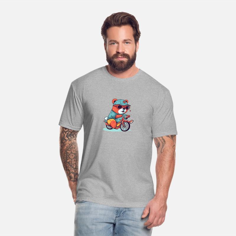 Adventurous bear riding a bike