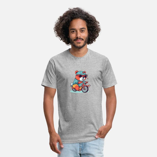 Adventurous bear riding a bike