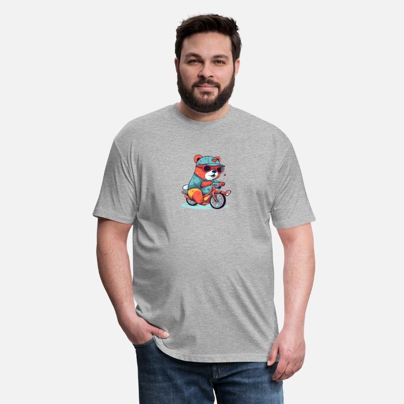 Adventurous bear riding a bike
