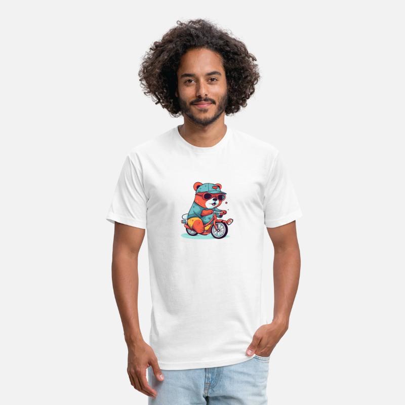 Adventurous bear riding a bike