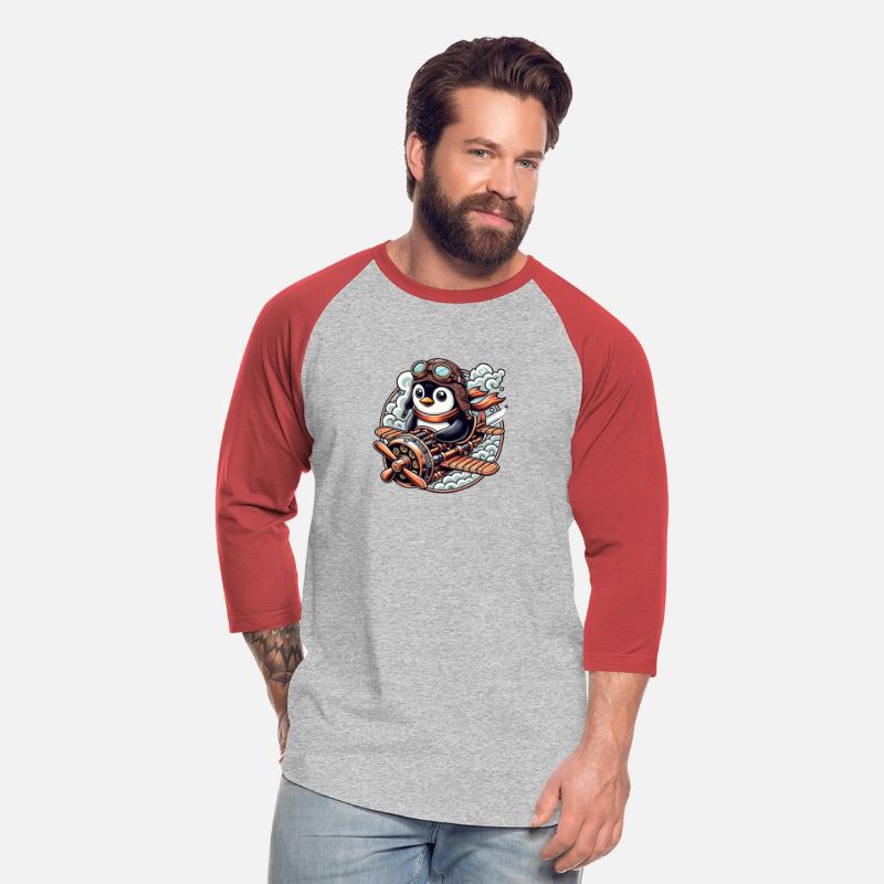 Adventurous Penguin Pilot on Steampunk Plane