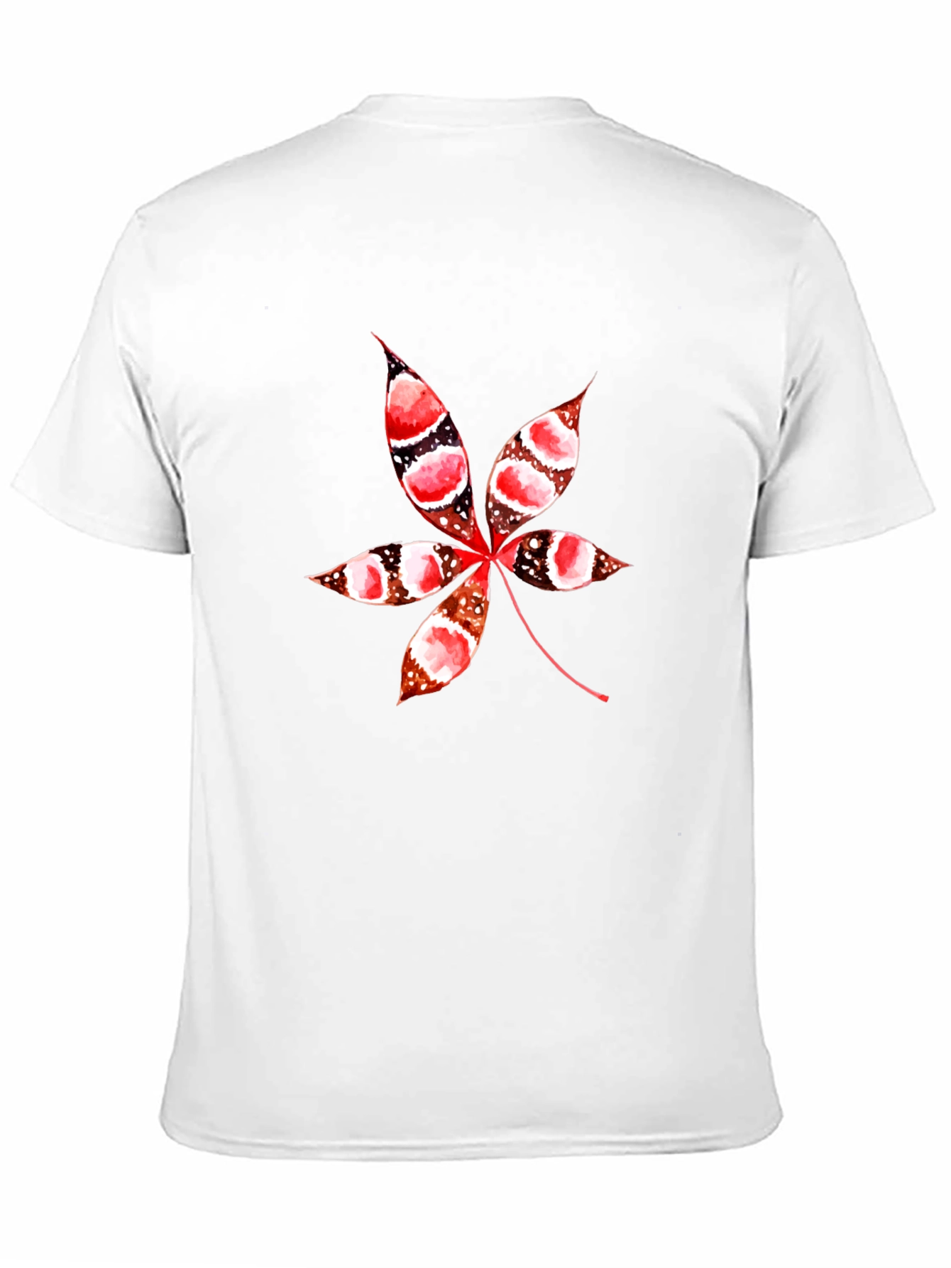 Unique Leaf Print Black T-Shirt