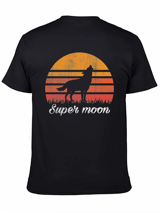 Super Moon Wolf Graphic T-Shirt