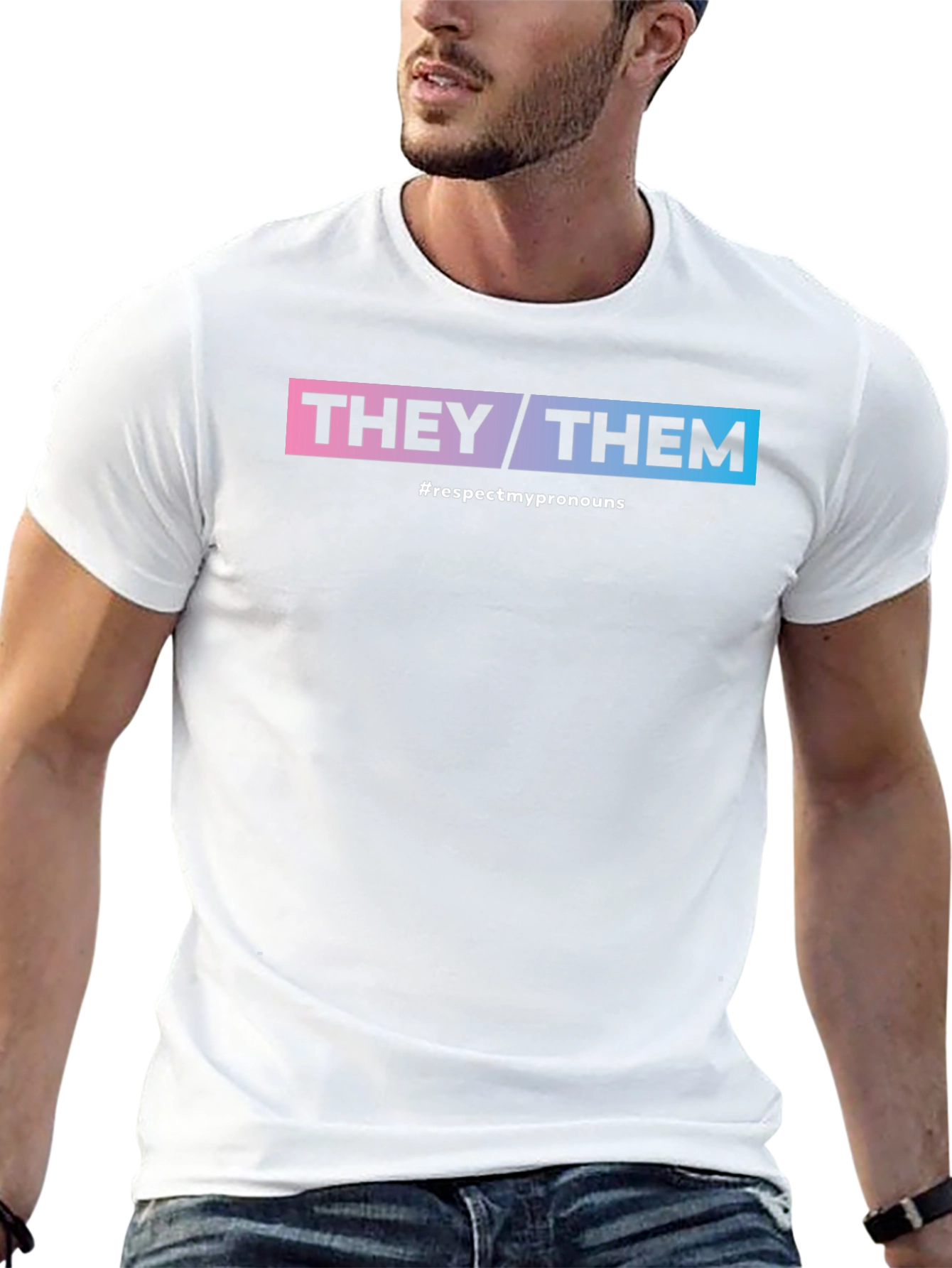 They/Them Respect Pronouns Black T-Shirt