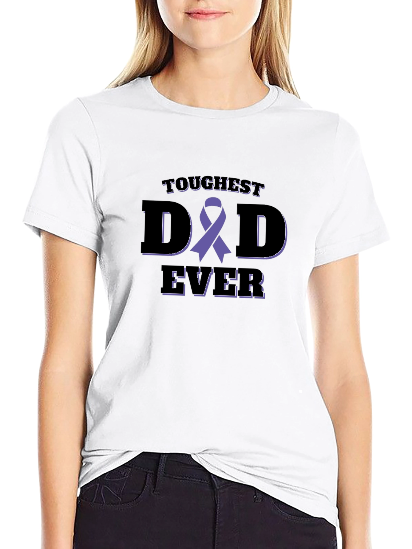 Toughest Dad Ever Awareness Ribbon Black T-Shirt
