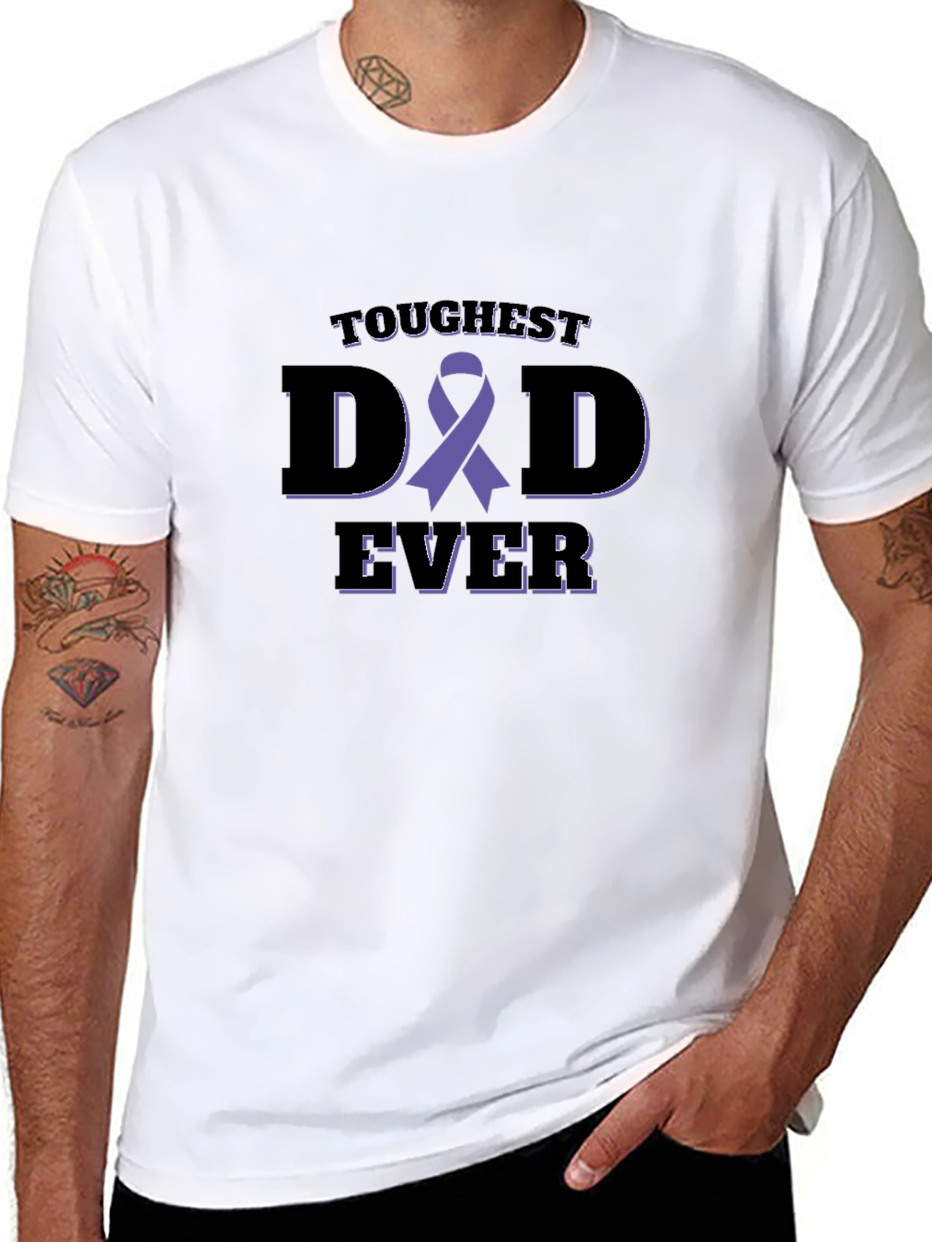 Toughest Dad Ever Awareness Ribbon Black T-Shirt