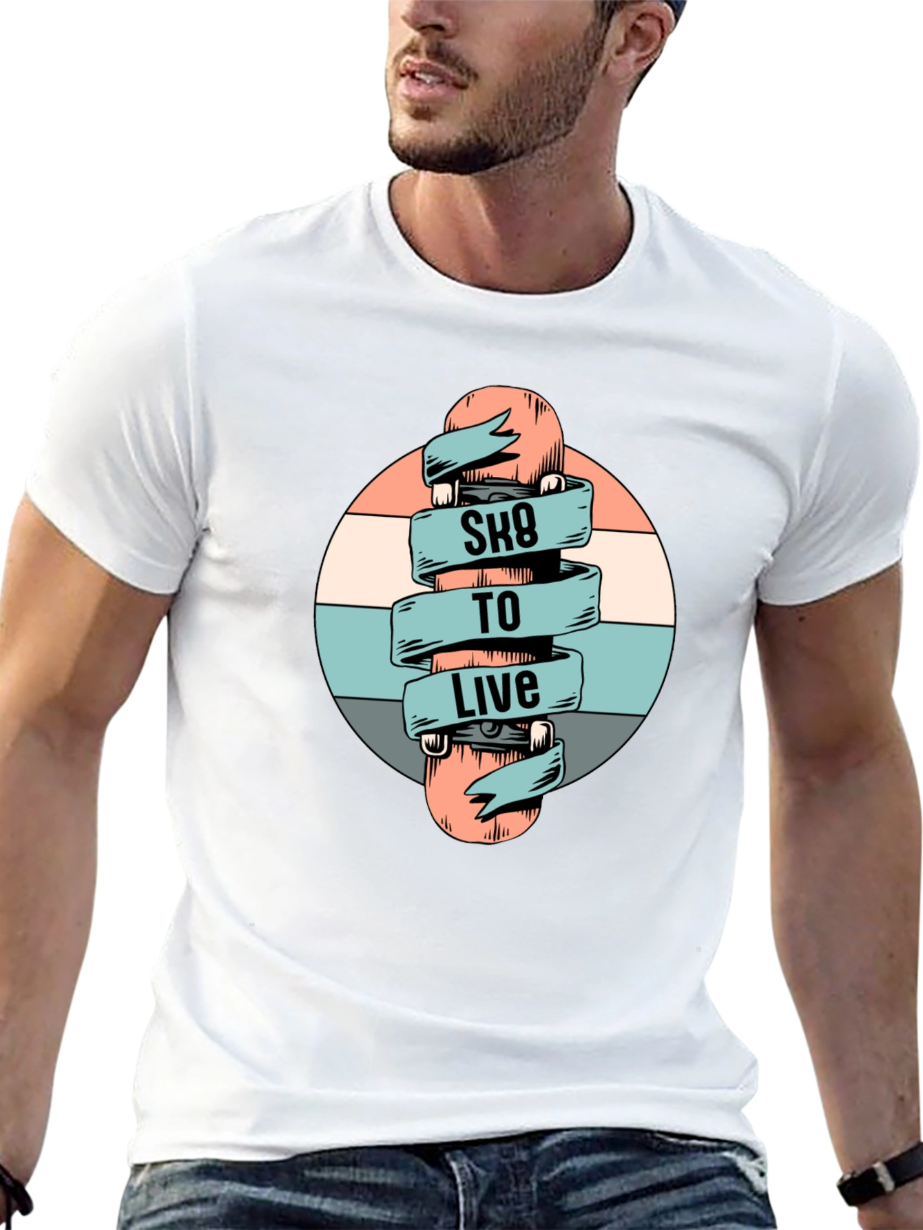 Sk8 To Live Graphic Tee - Skateboarder T-Shirt