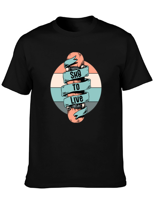 Sk8 To Live Graphic Tee - Skateboarder T-Shirt