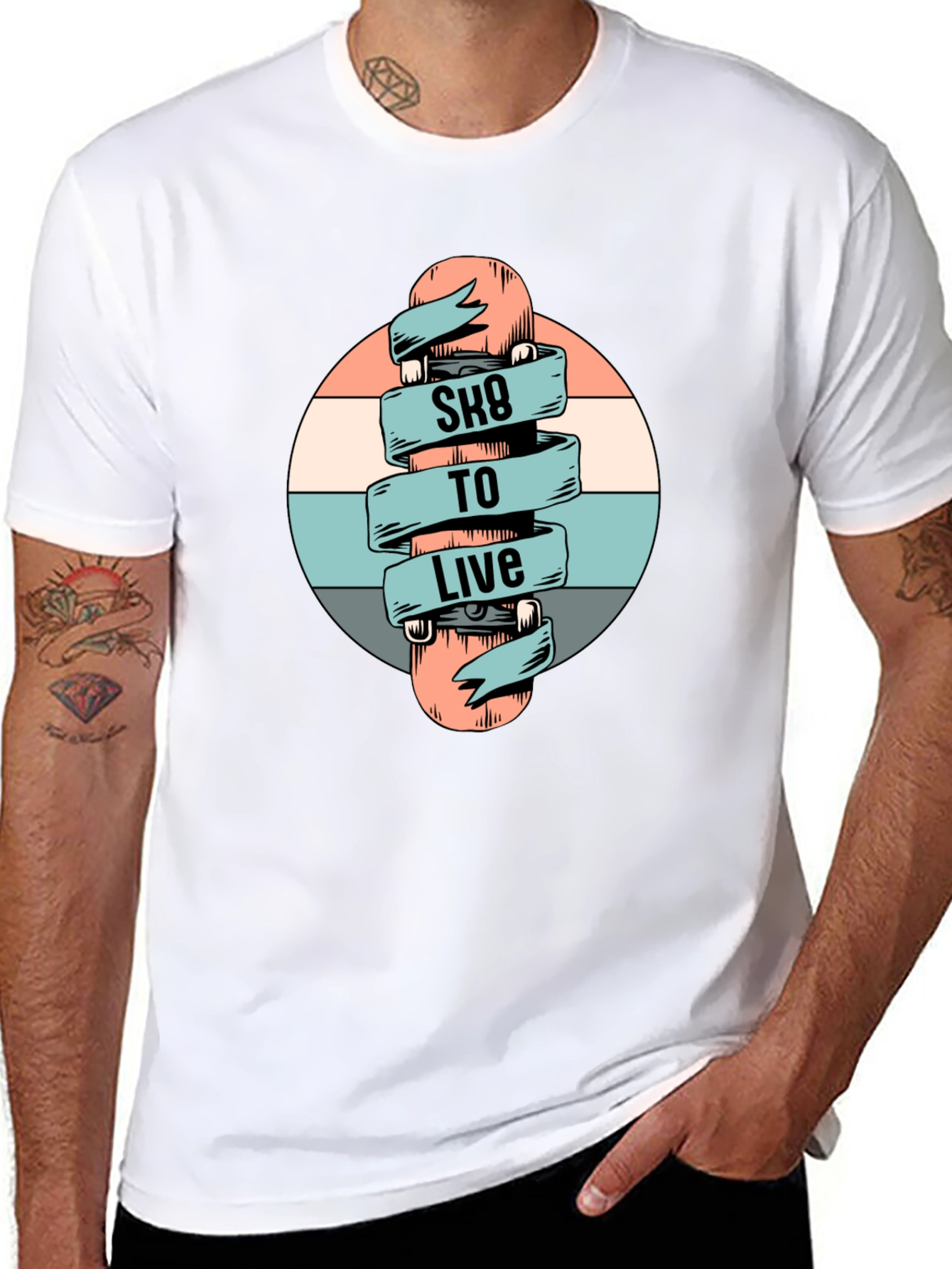Sk8 To Live Graphic Tee - Skateboarder T-Shirt
