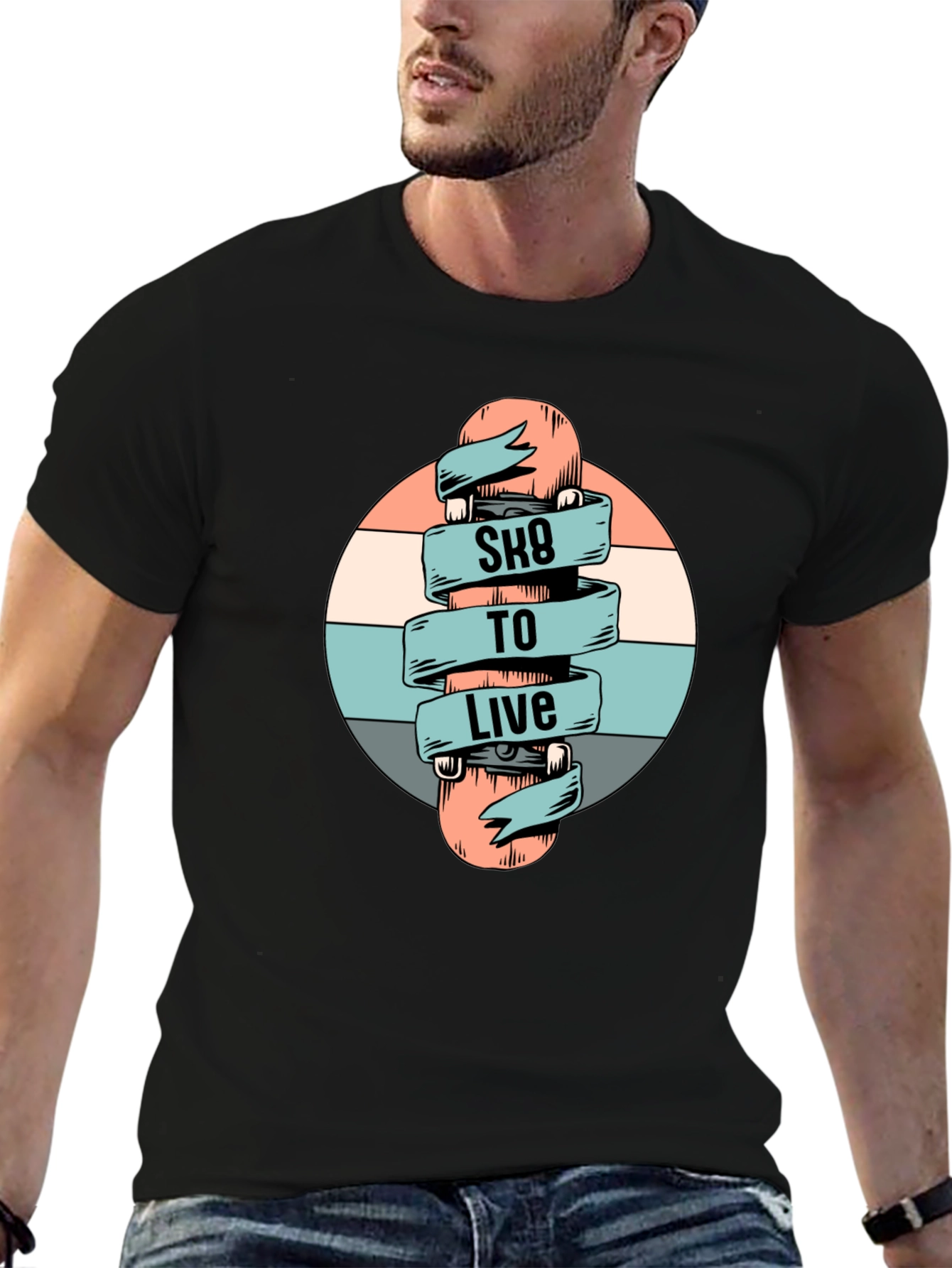 Sk8 To Live Graphic Tee - Skateboarder T-Shirt