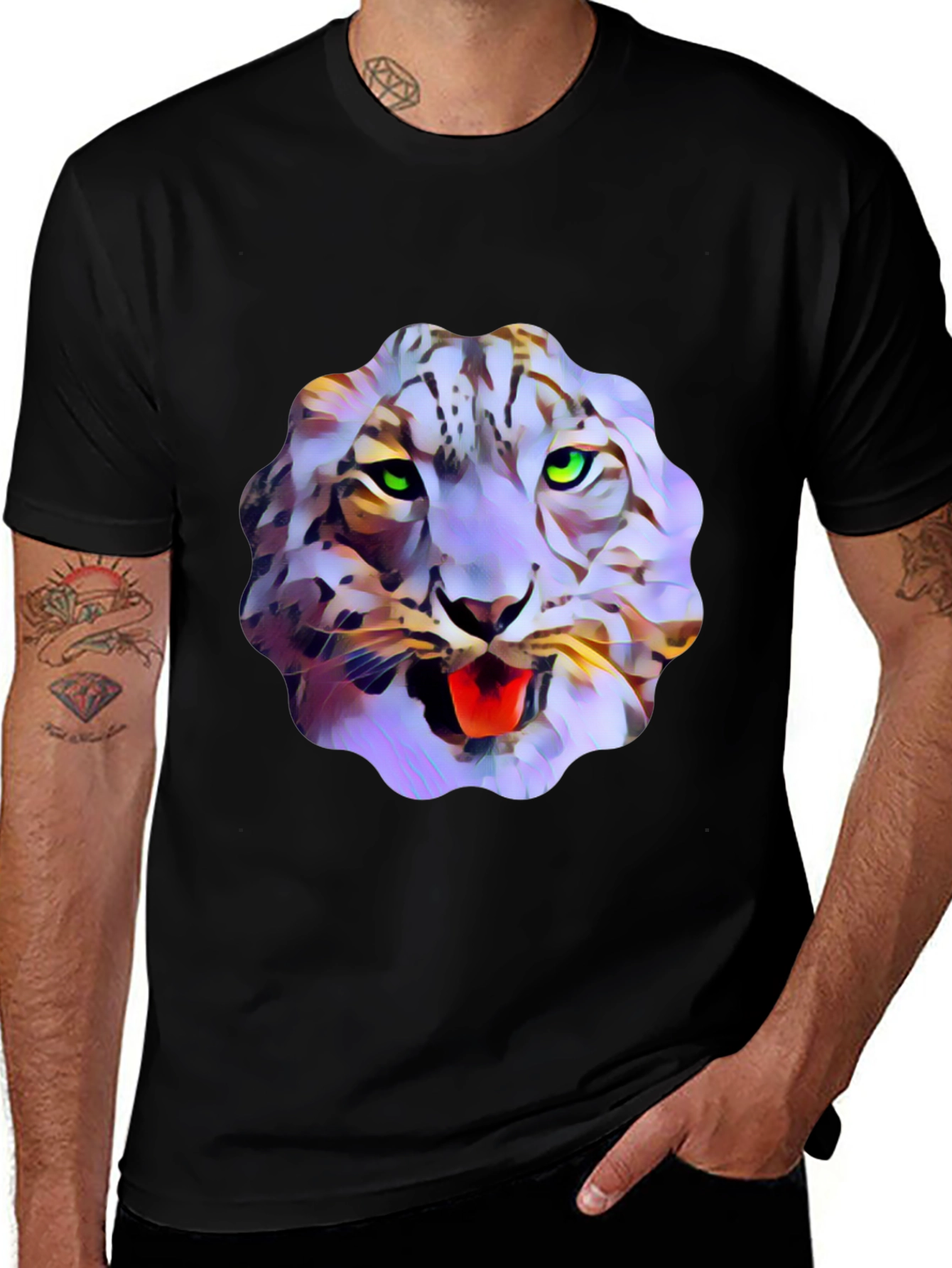 Abstract Snow Leopard Graphic Tee