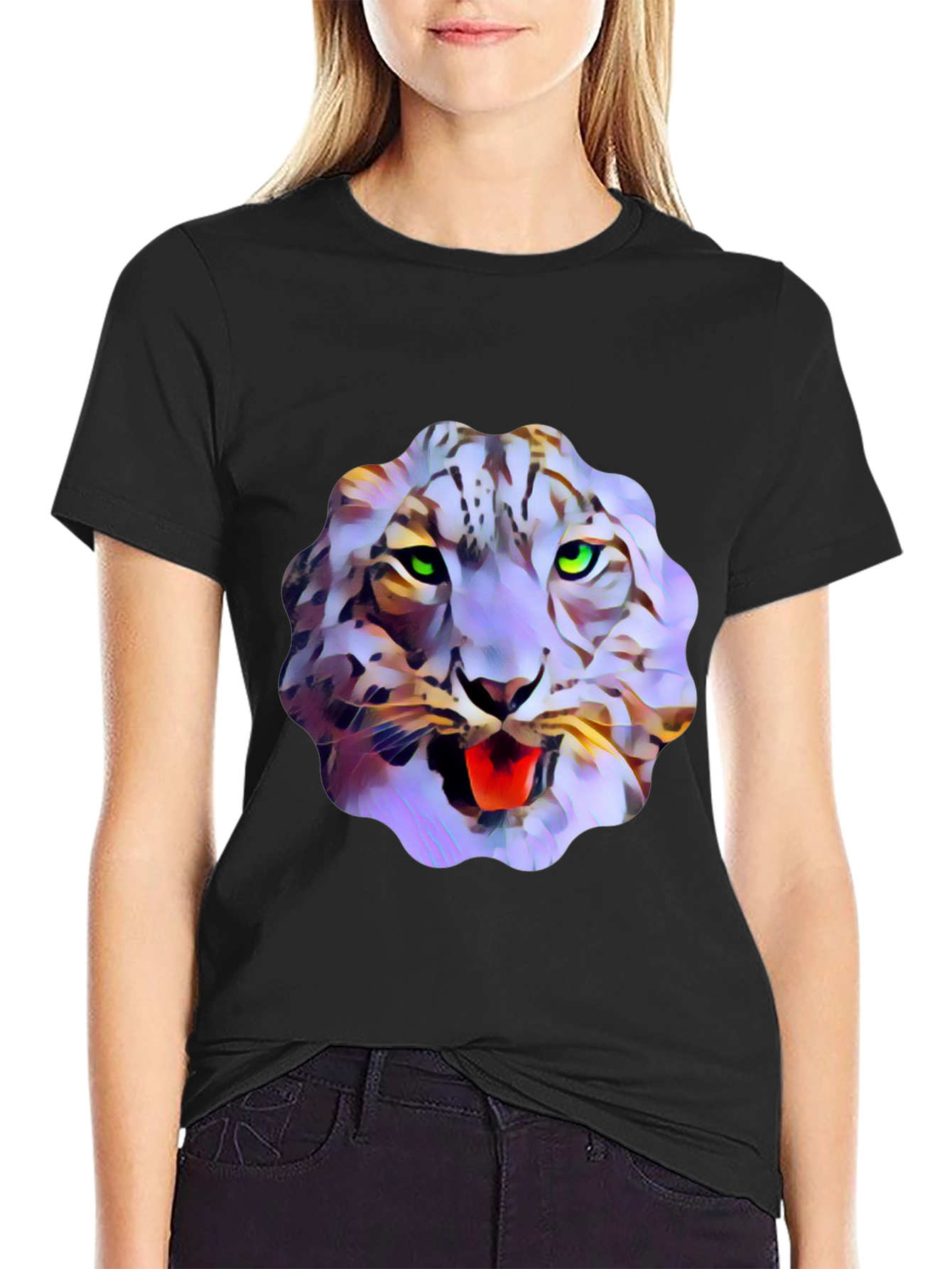 Abstract Snow Leopard Graphic Tee