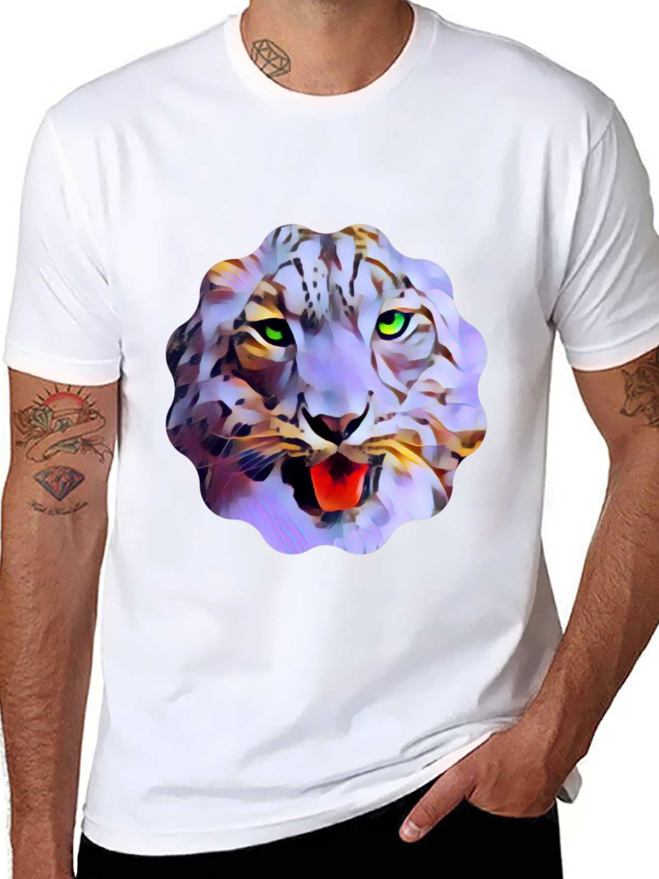 Abstract Snow Leopard Graphic Tee