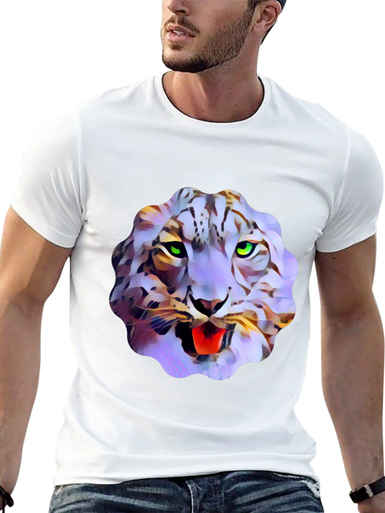 Abstract Snow Leopard Graphic Tee