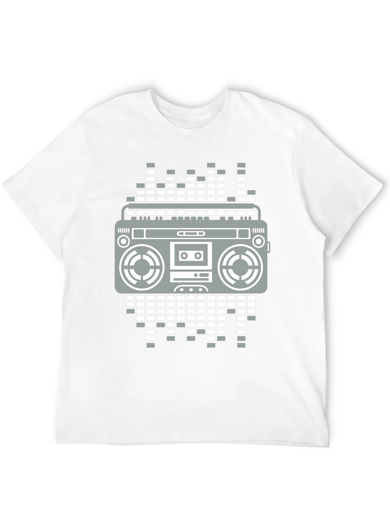 Retro Boombox Graphic Tee - Black Casual T-Shirt