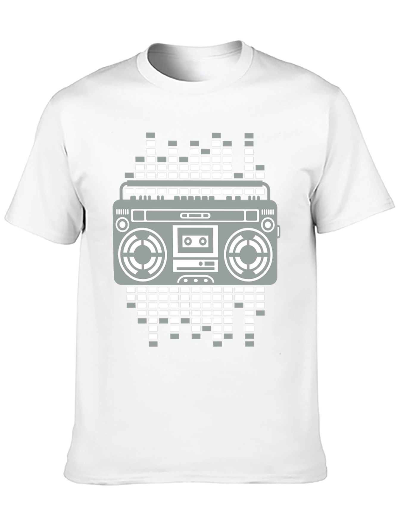 Retro Boombox Graphic Tee - Black Casual T-Shirt