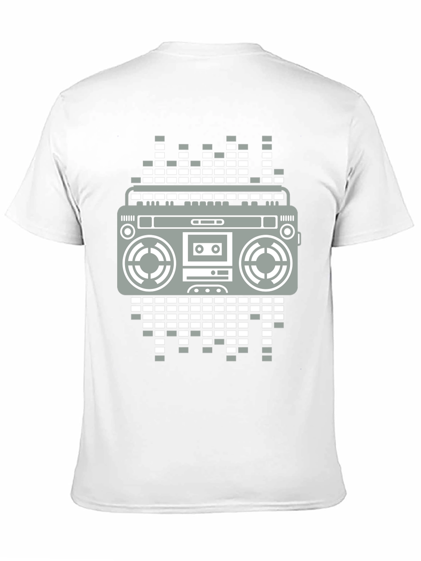 Retro Boombox Graphic Tee - Black Casual T-Shirt