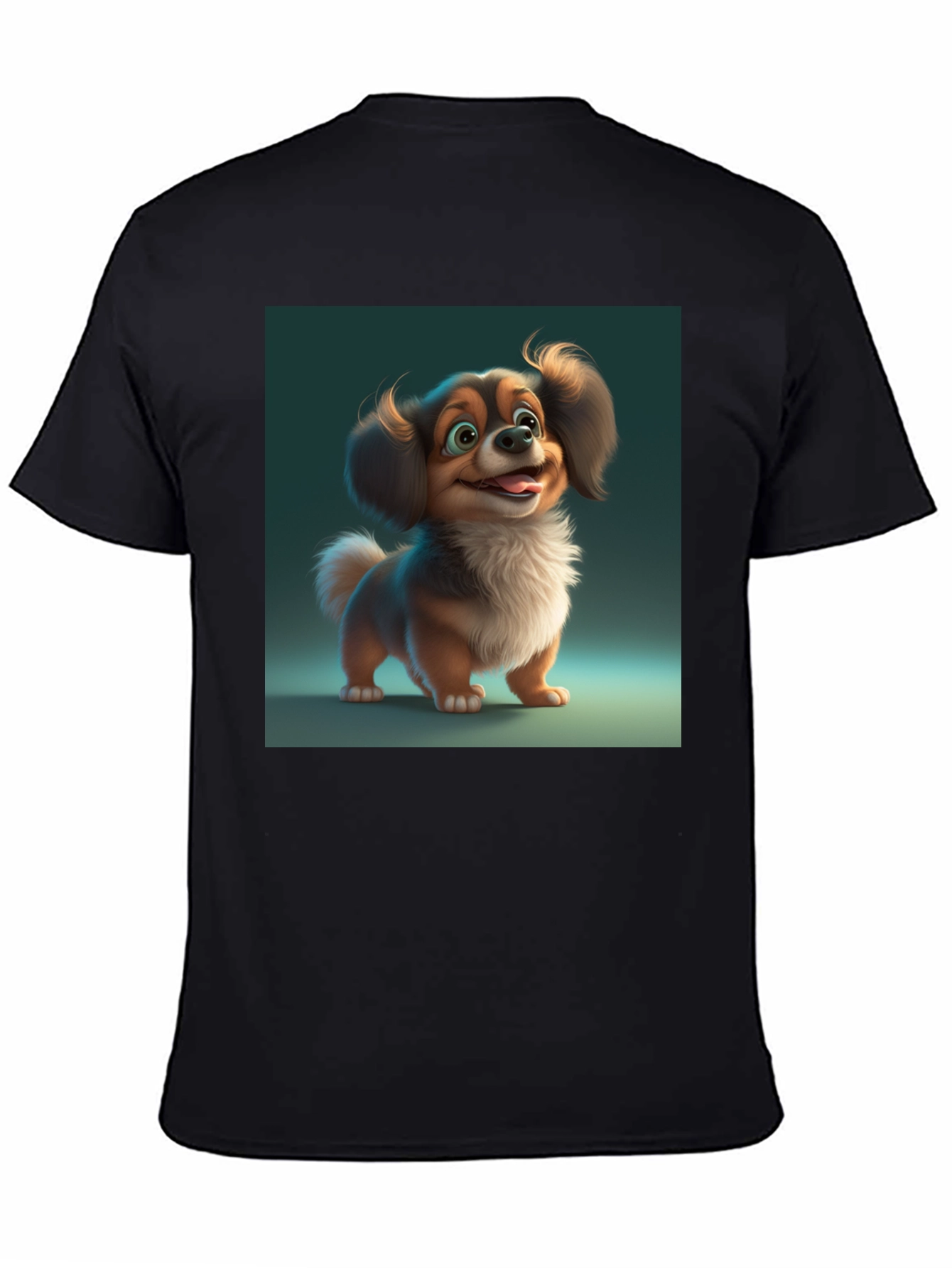 Cartoon Dog Graphic Tee - Soft Cotton Black T-Shirt