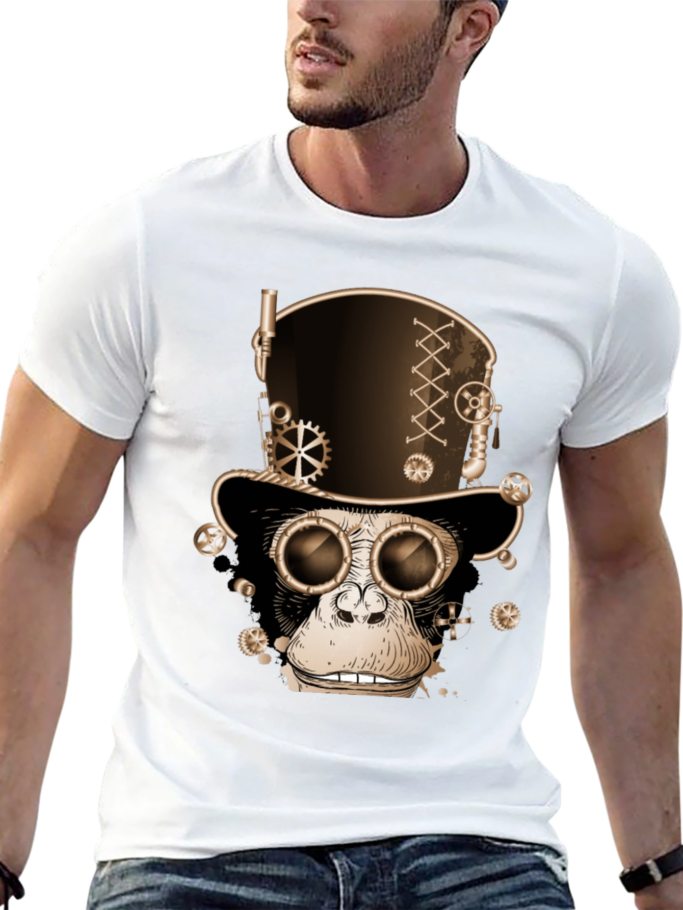 Steampunk Monkey T-Shirt - Gears & Goggles Graphic Tee