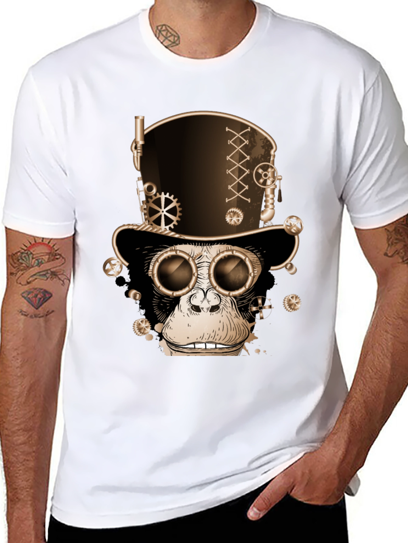 Steampunk Monkey T-Shirt - Gears & Goggles Graphic Tee