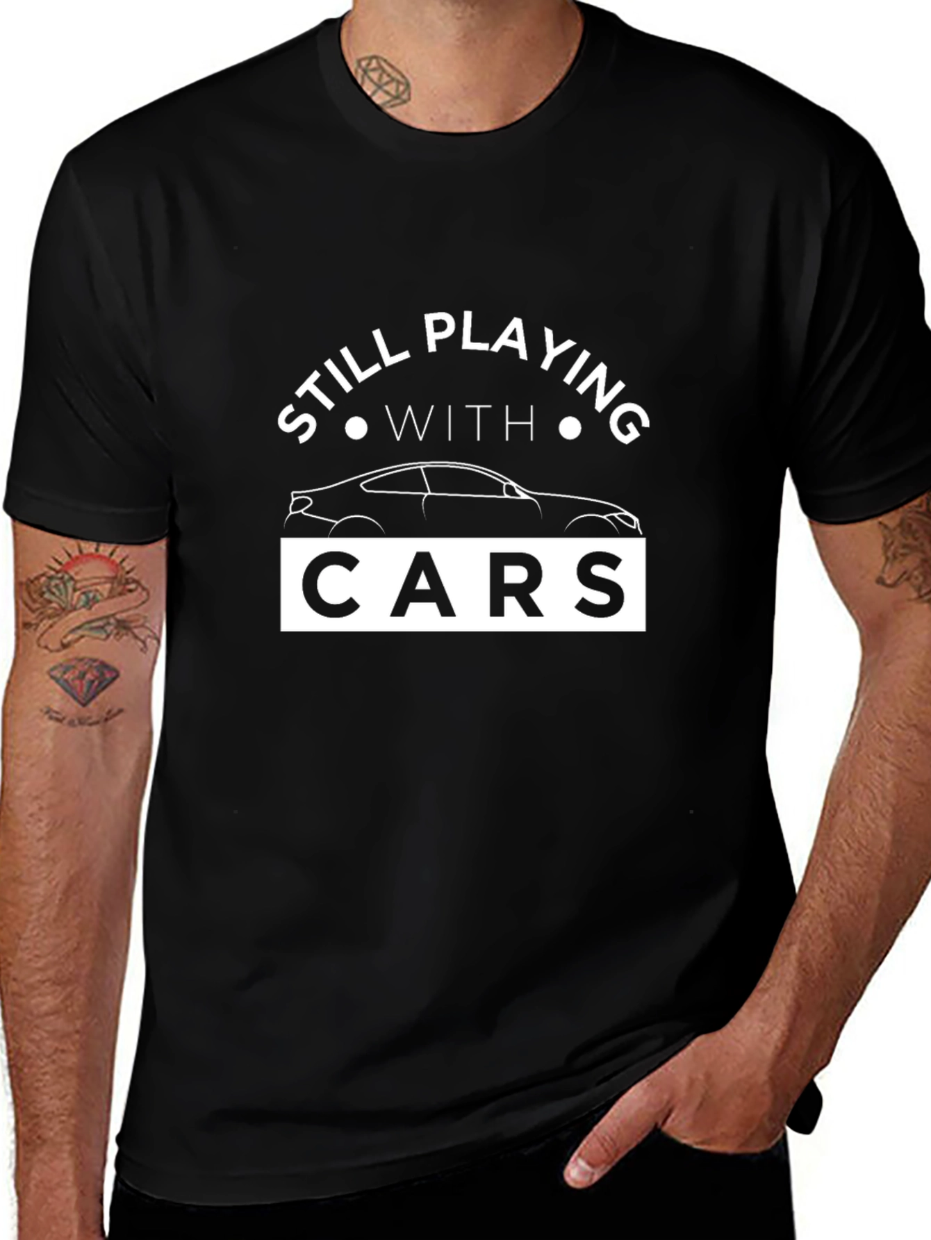 Still Playing with Cars T-Shirt - Black Graphic Tee