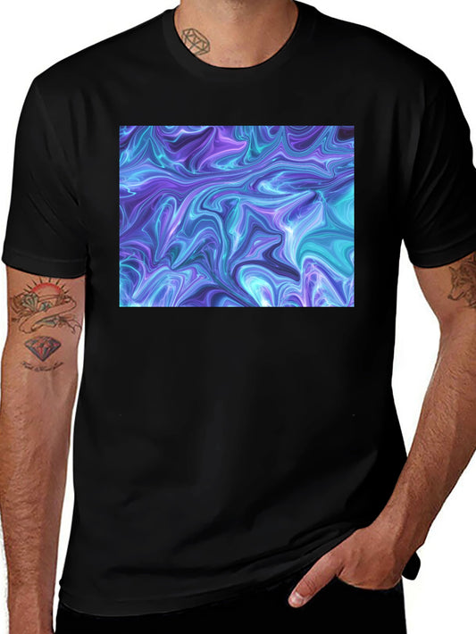 Abstract Swirl Graphic Black T-Shirt