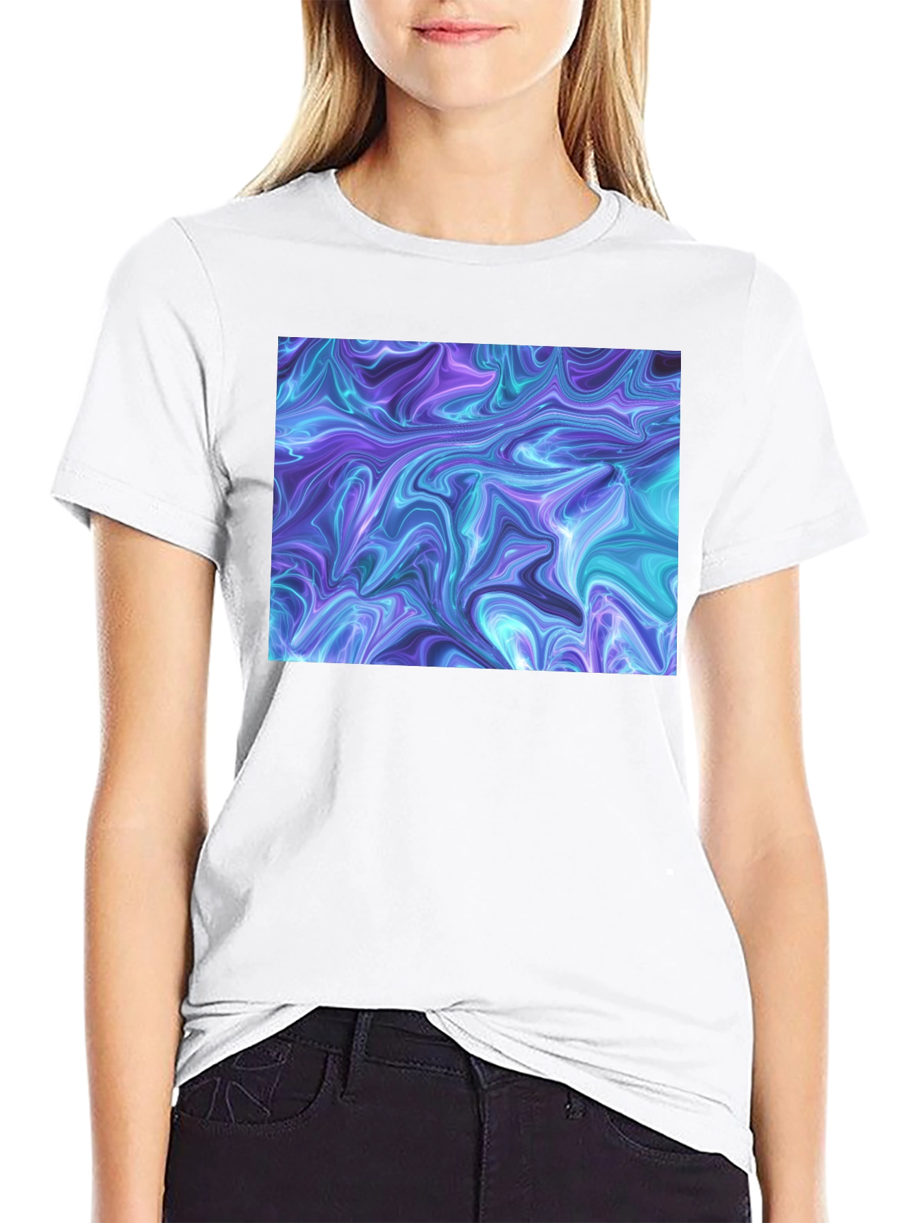 Abstract Swirl Graphic Black T-Shirt
