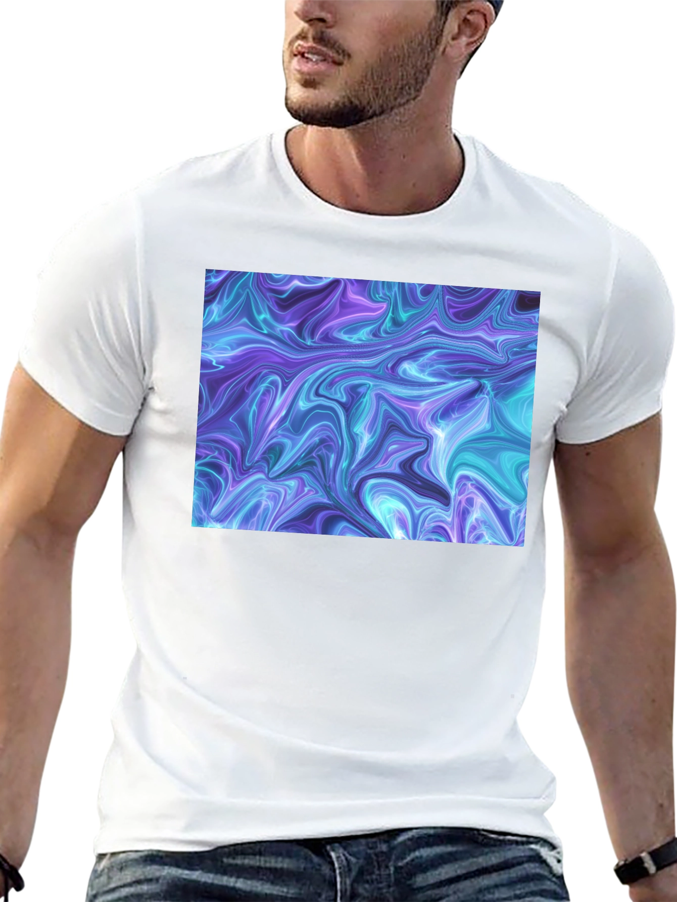 Abstract Swirl Graphic Black T-Shirt