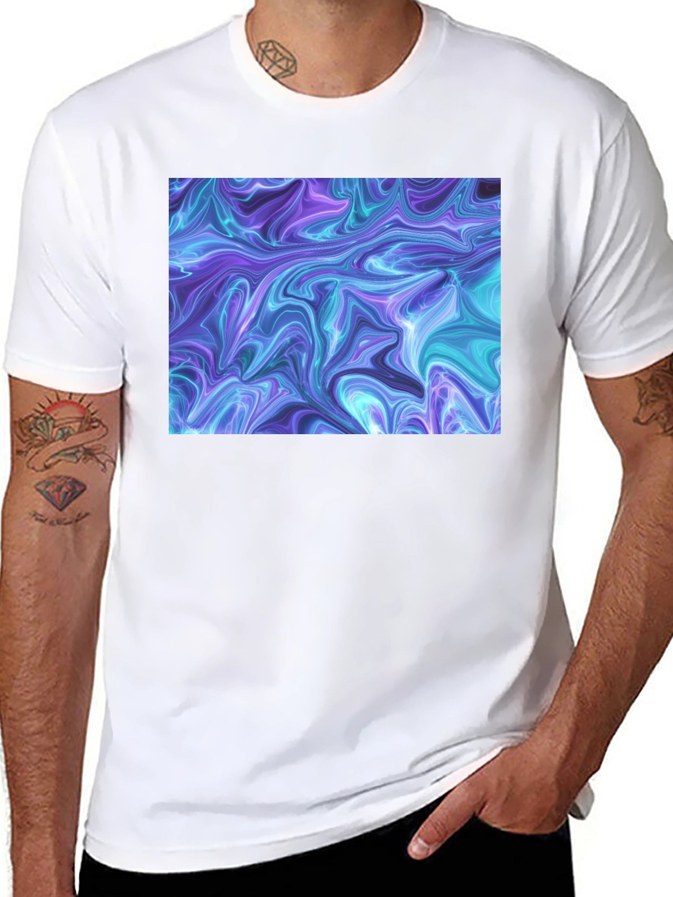 Abstract Swirl Graphic Black T-Shirt