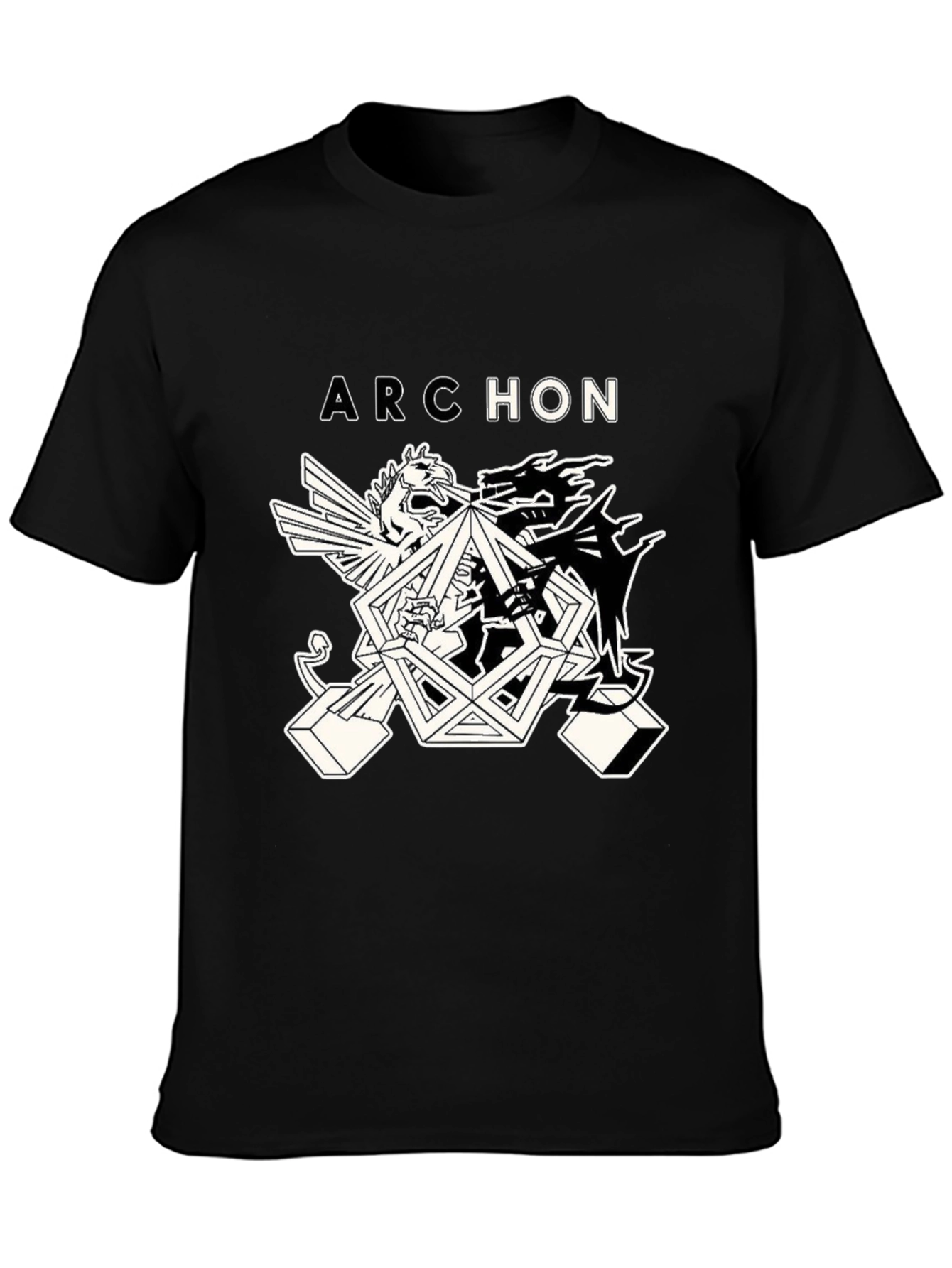 Archeon Black Graphic Print Tee