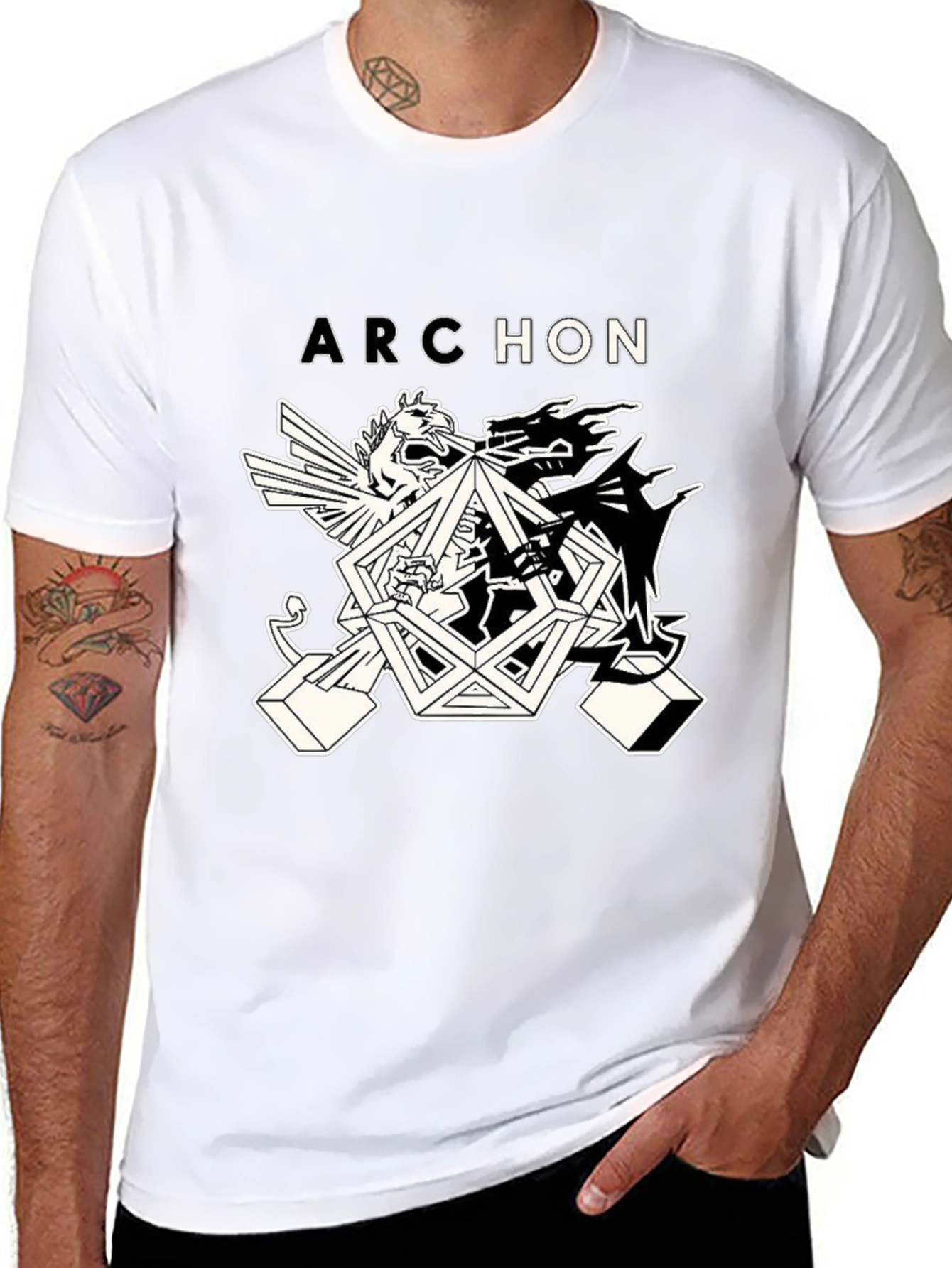 Archeon Black Graphic Print Tee