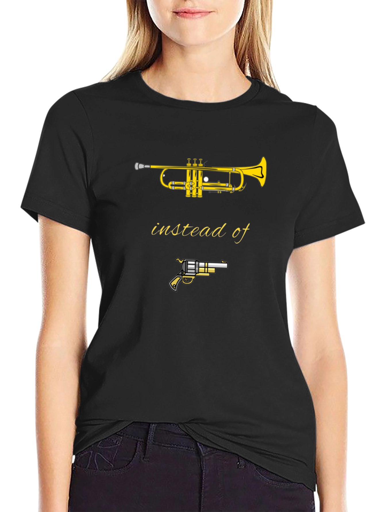 Trumpet Instead Of Gun Graphic Tee