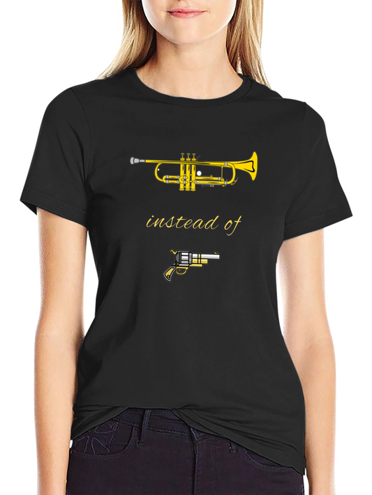 Trumpet Instead Of Gun Graphic Tee