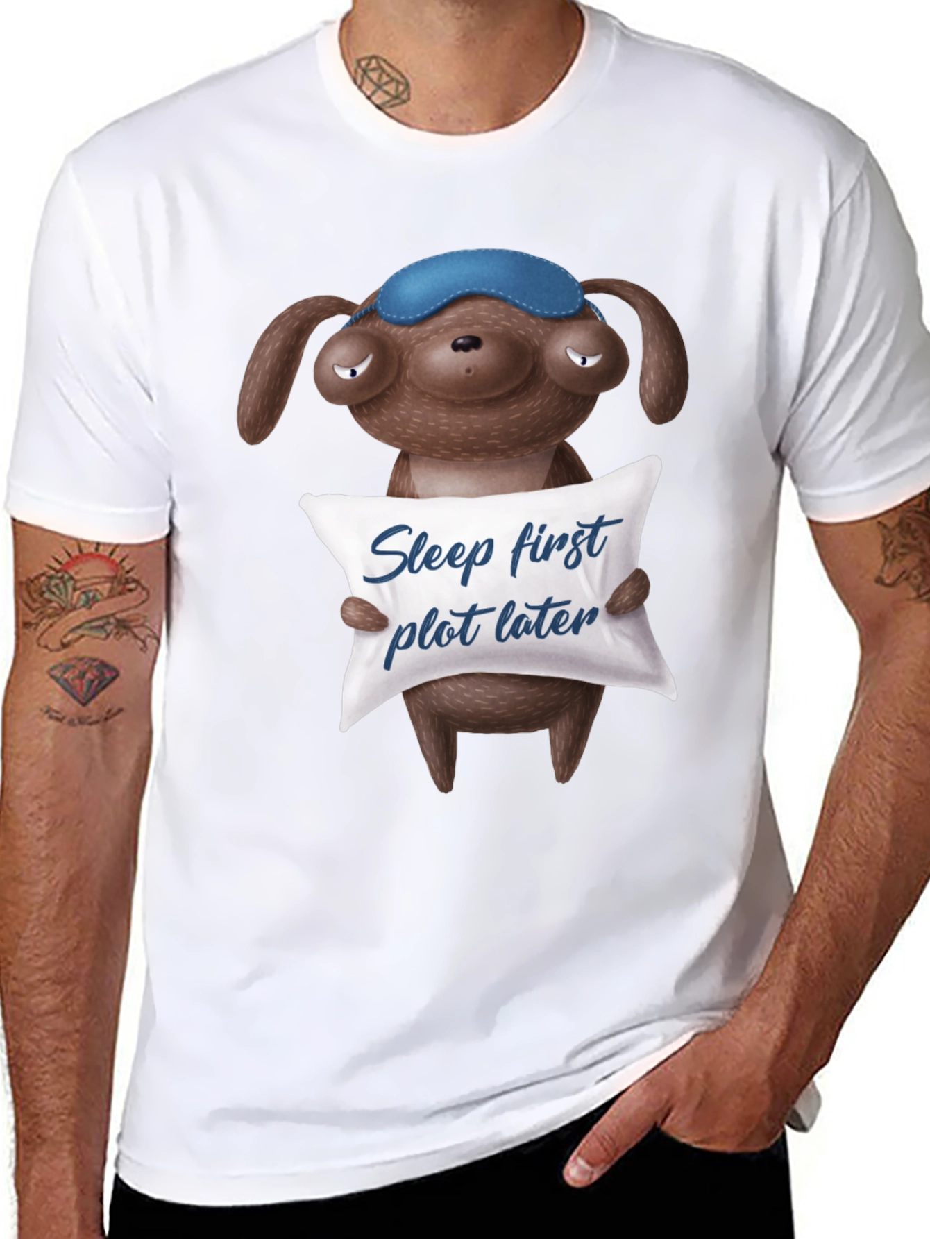 Sleepy Dog Graphic Tee - Sleep First Plot Later