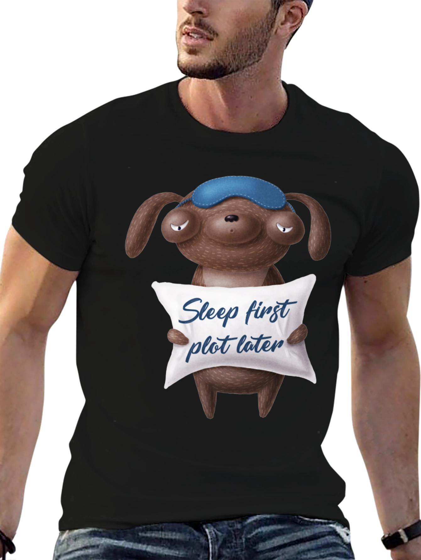 Sleepy Dog Graphic Tee - Sleep First Plot Later