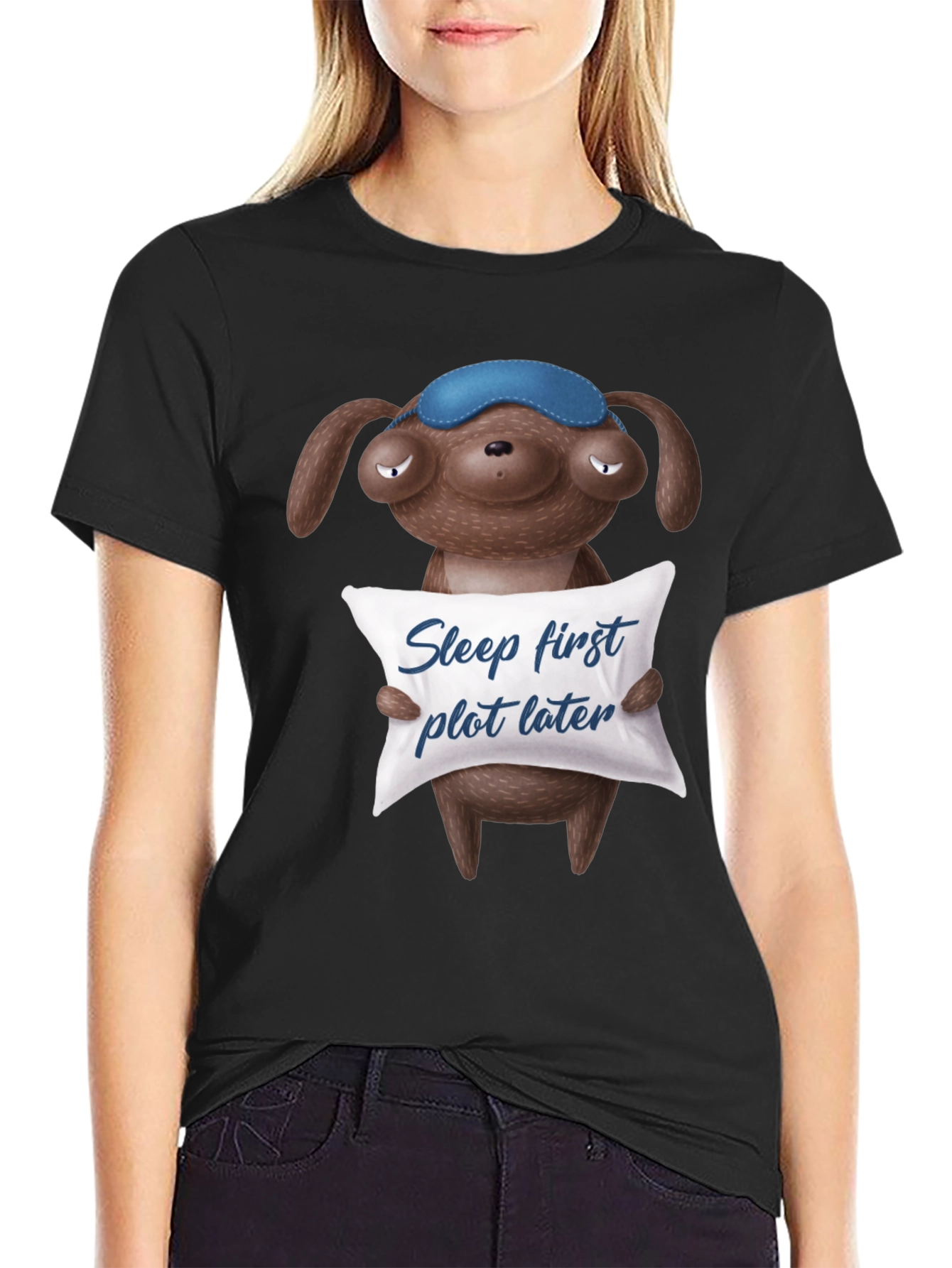 Sleepy Dog Graphic Tee - Sleep First Plot Later