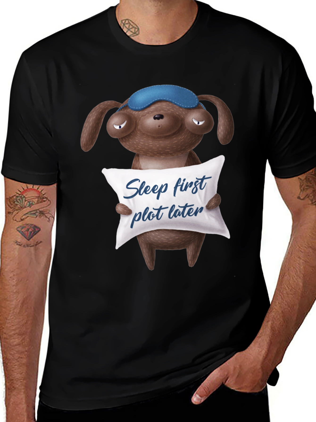 Sleepy Dog Graphic Tee - Sleep First Plot Later