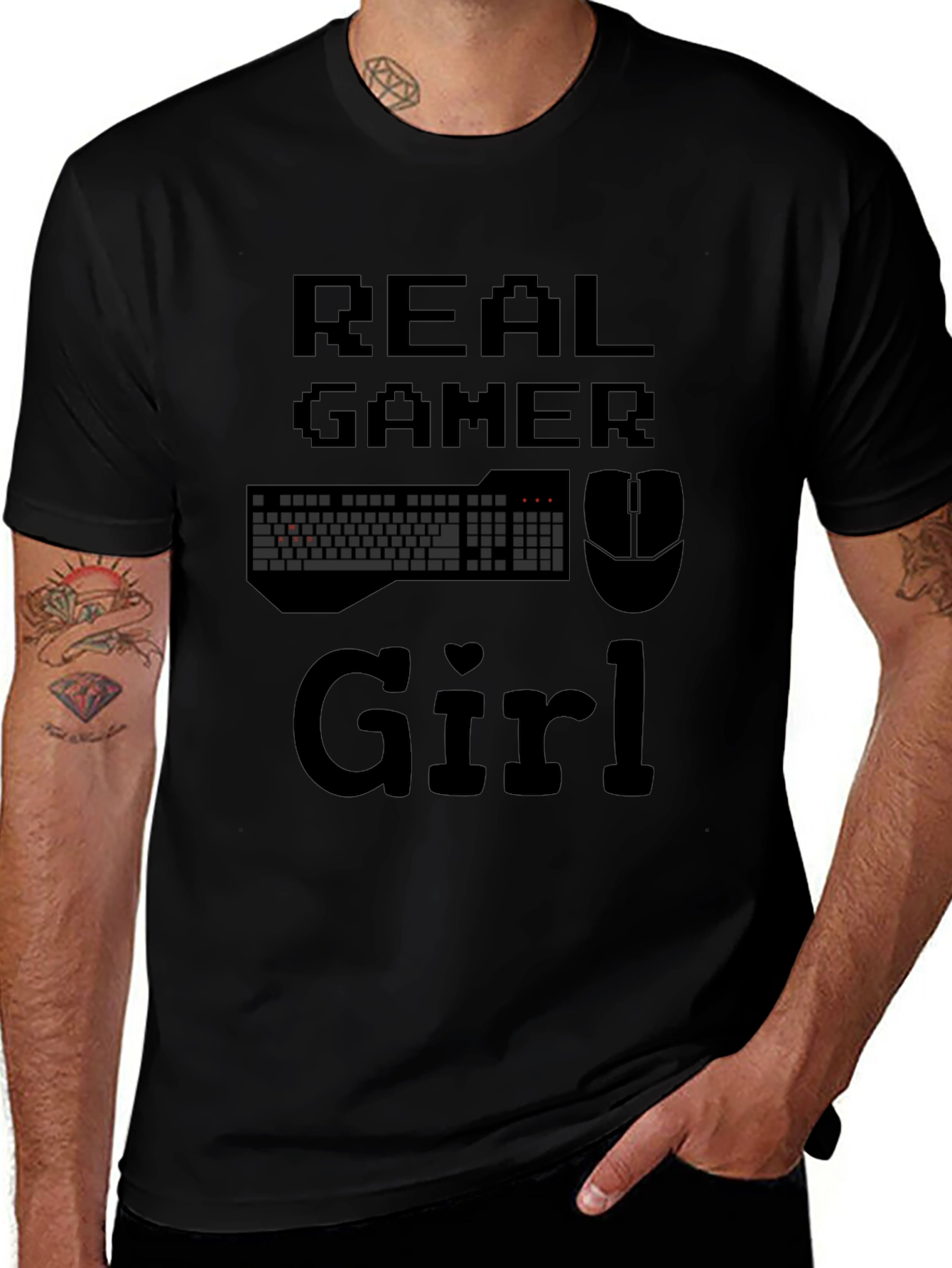 Real Gamer Girl Graphic T-Shirt - Black Cotton Tee
