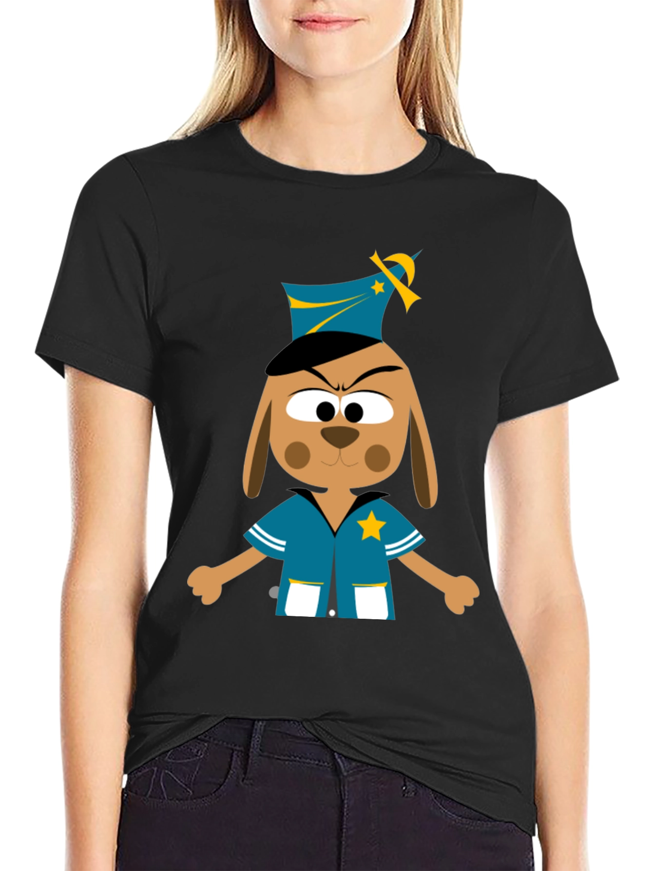 Cartoon Dog Cop T-Shirt - Novelty Graphic Tee