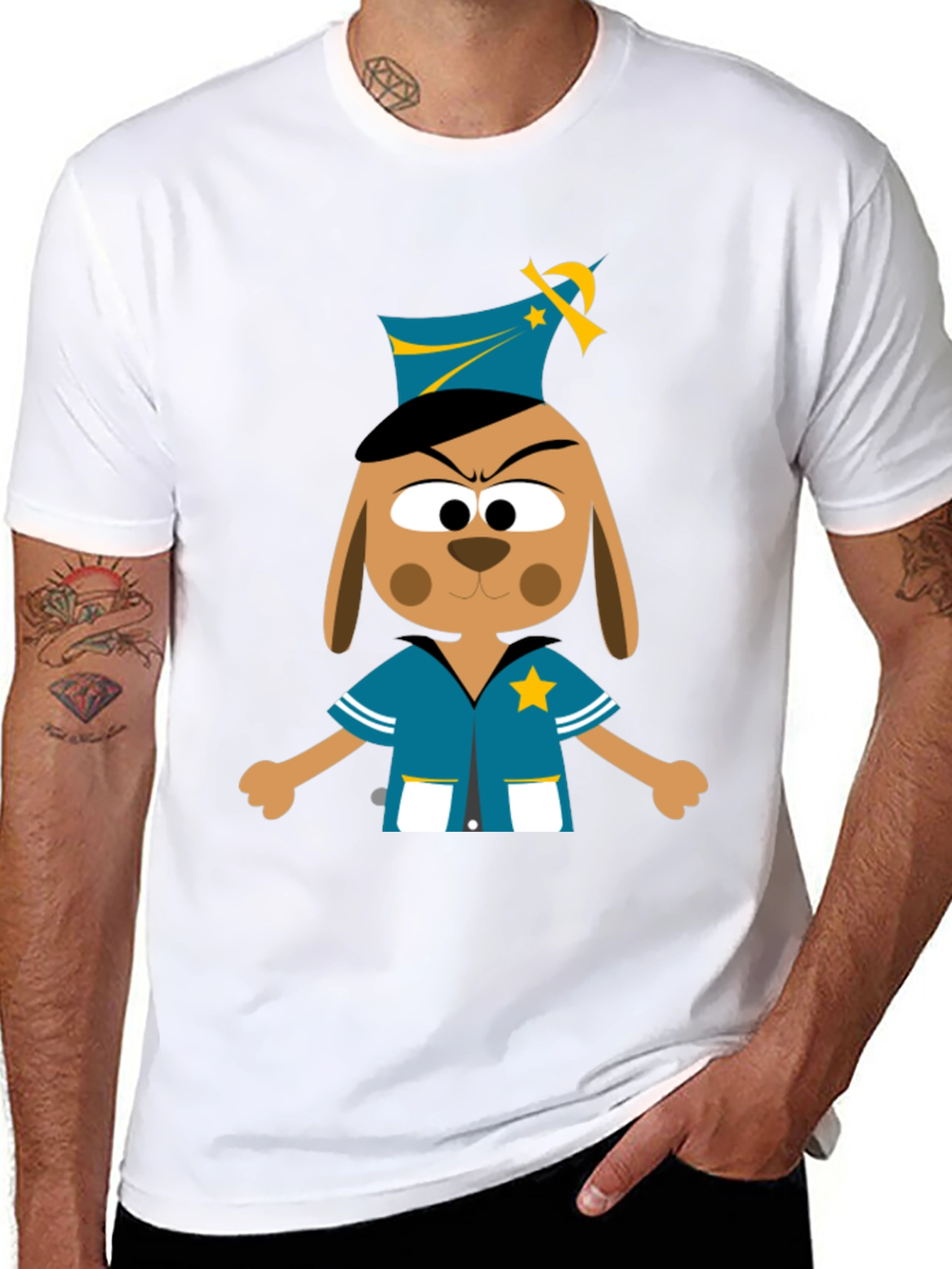 Cartoon Dog Cop T-Shirt - Novelty Graphic Tee