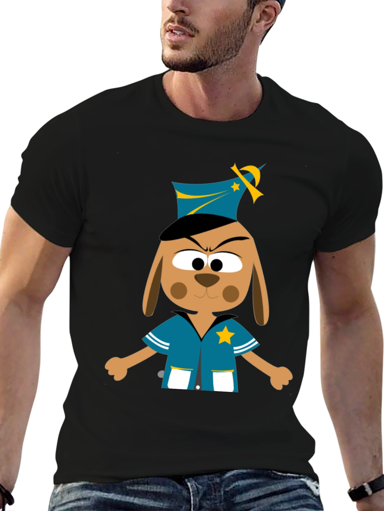 Cartoon Dog Cop T-Shirt - Novelty Graphic Tee