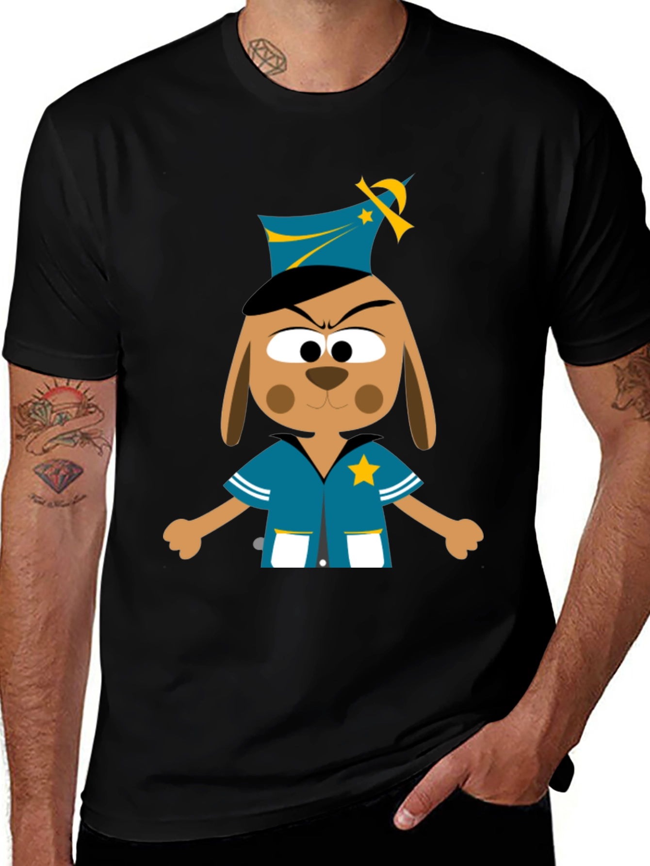 Cartoon Dog Cop T-Shirt - Novelty Graphic Tee