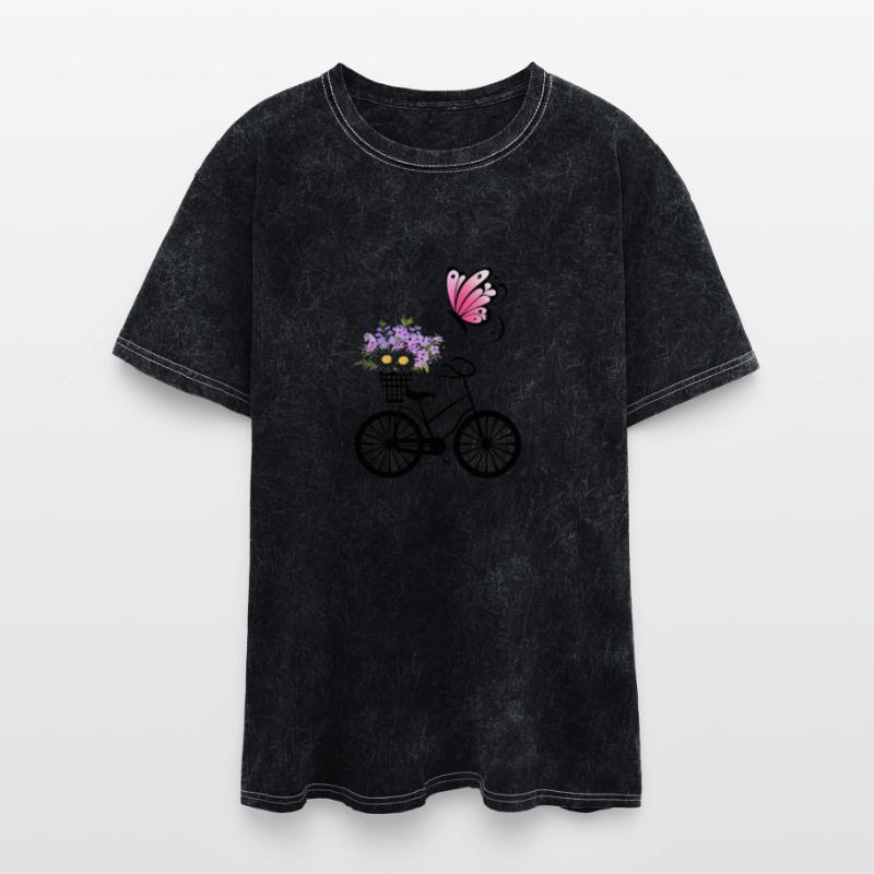 Bicycle with Flower Basket and Pink Butterfly