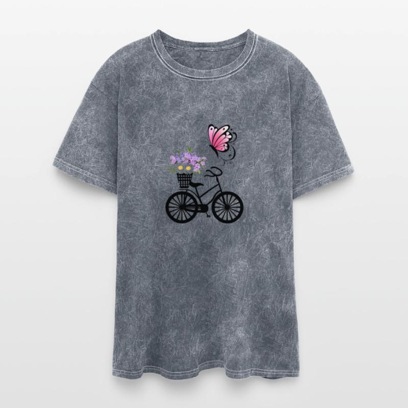 Bicycle with Flower Basket and Pink Butterfly