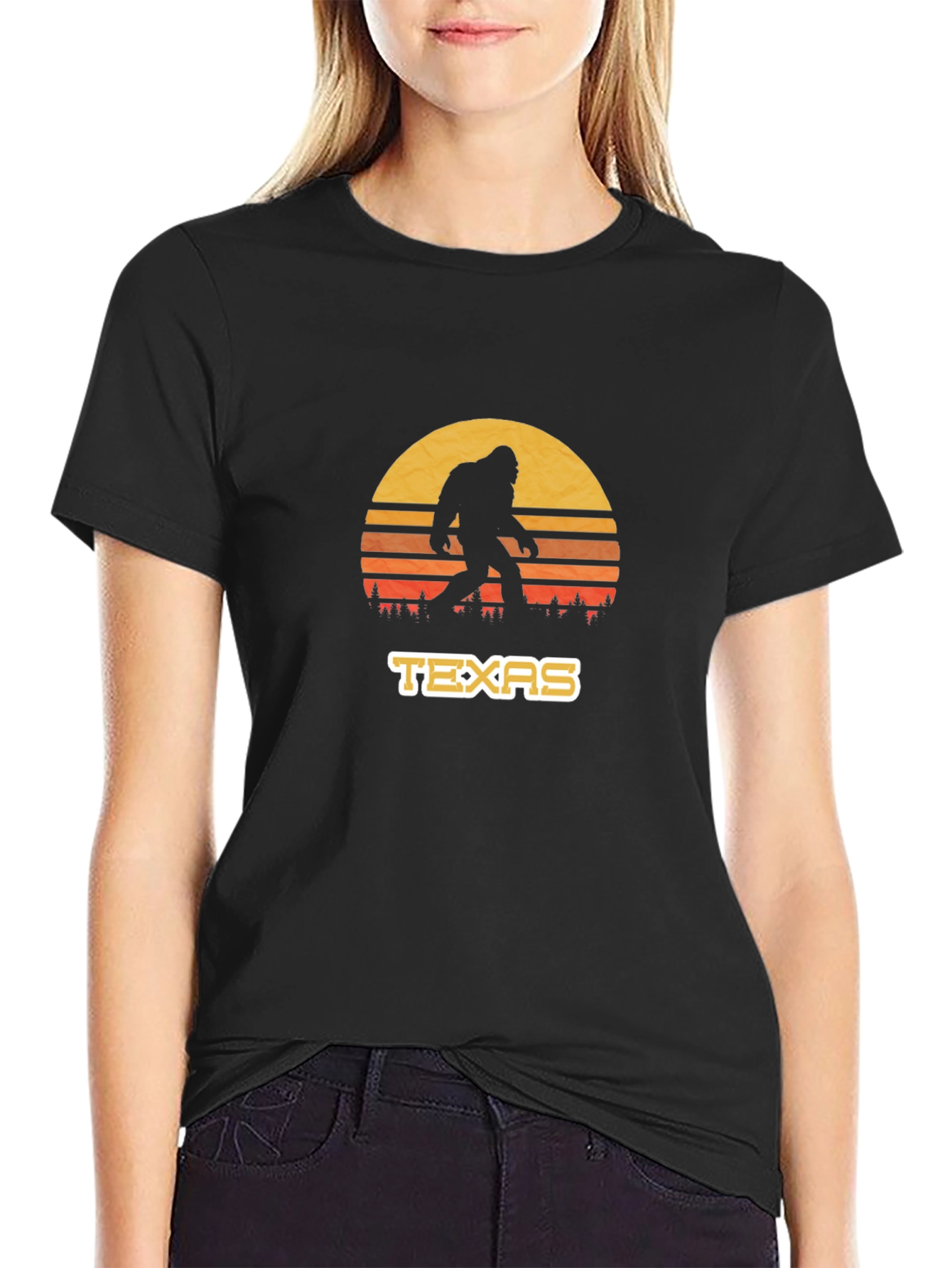 Texas Bigfoot Sunset T-Shirt - Cryptid Tee