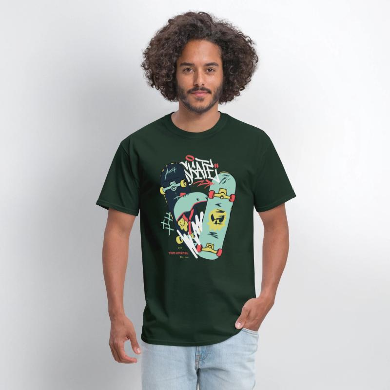 Black Light Green Modern Illustrated Skateboard